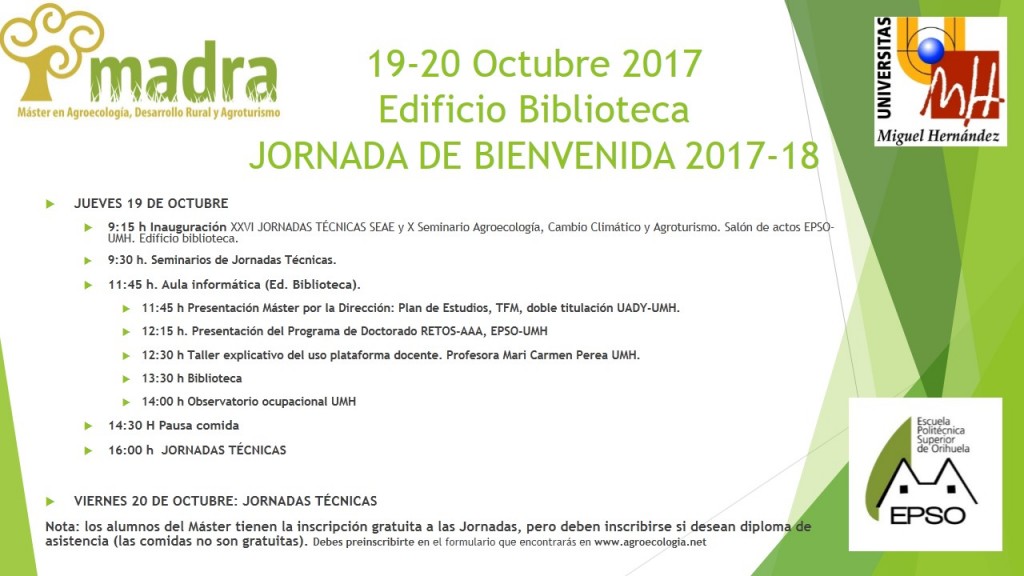 JORNADA DE BIENVENIDA MADRA 2017-18